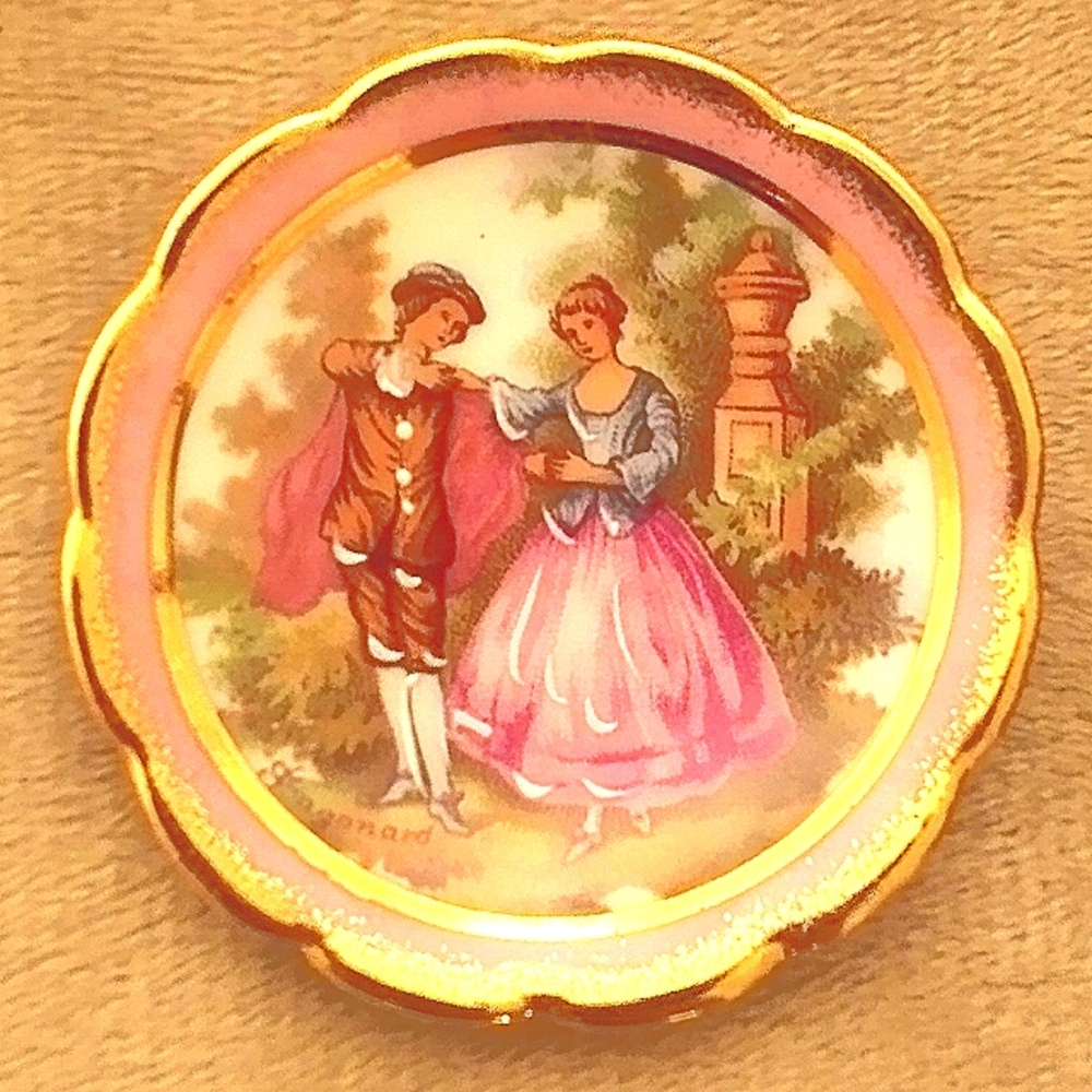 RARE Vintage Limoges Mini Porcelain Courting Couple Plate